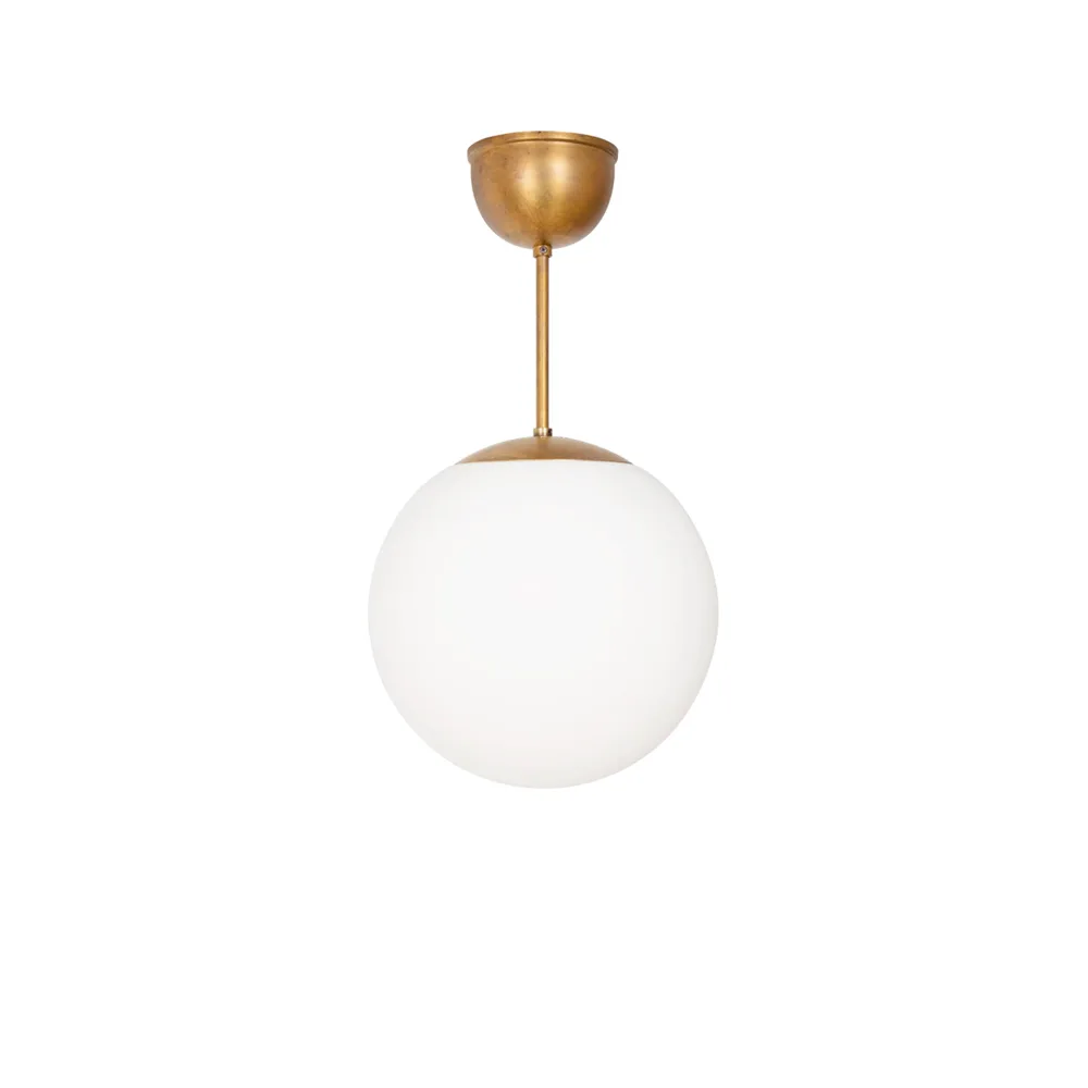 Funkis Glob pendant, White matte raw brass Ø25 cm Konsthantverk