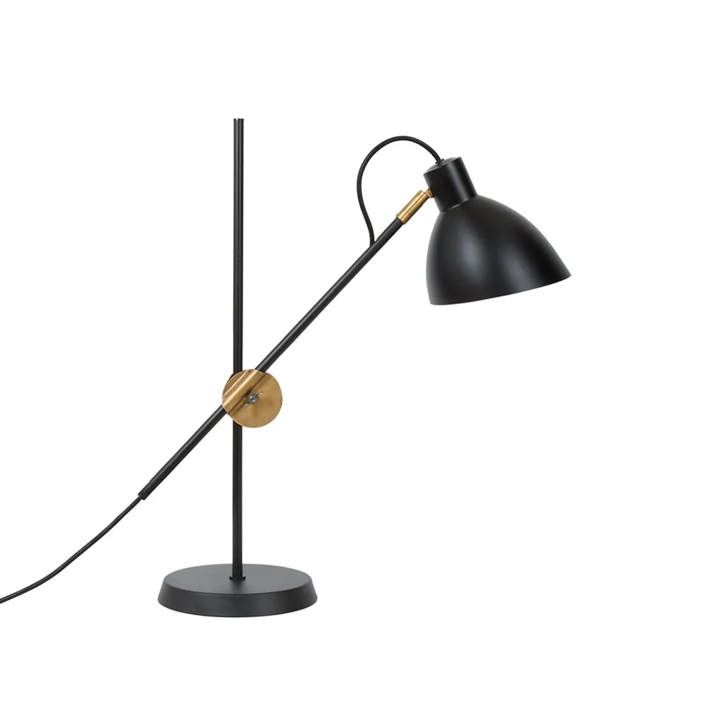 KH1 table lamp, Black matte, raw brass Konsthantverk