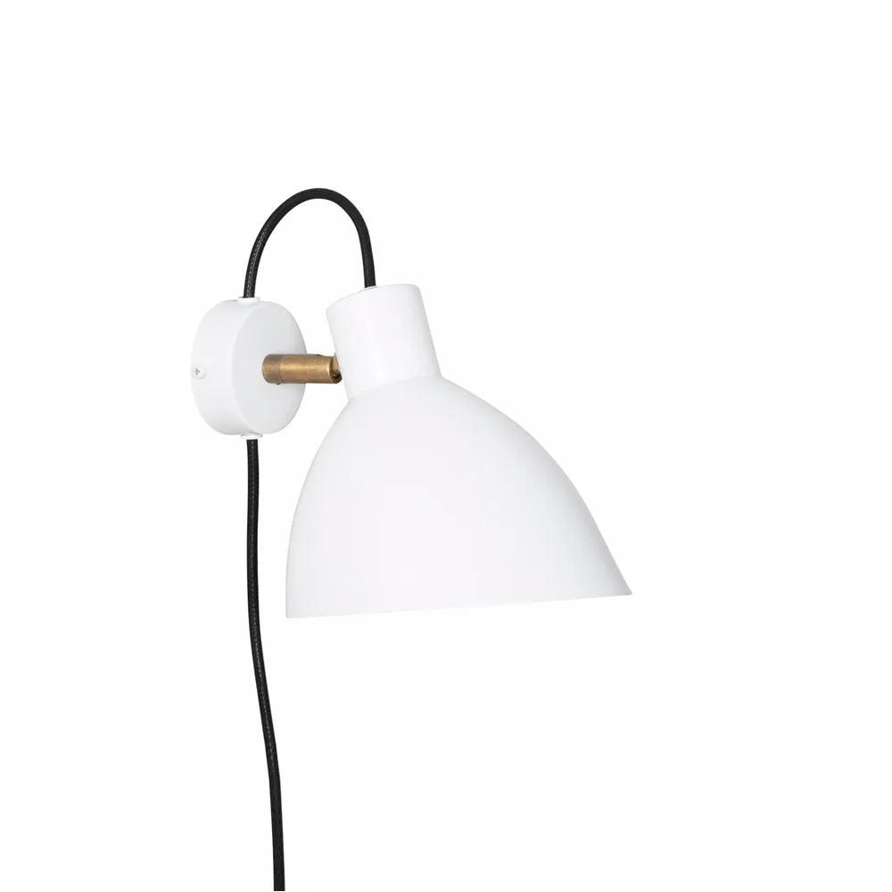 KH1 wall lamp, White matte, raw brass Konsthantverk