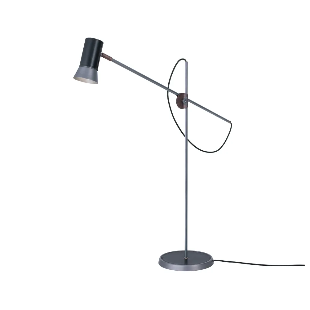 Kusk floor lamp, Raw iron/black leather Konsthantverk
