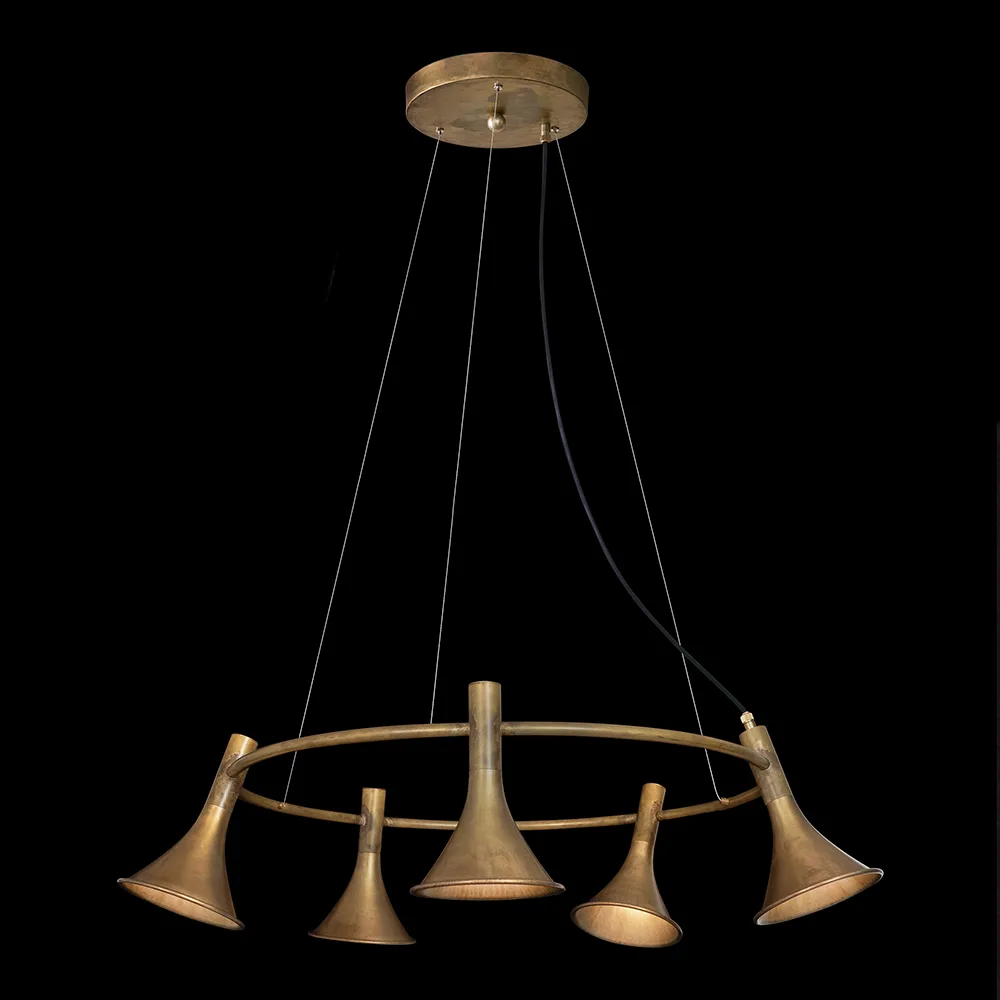 Megafon 5-Low Round pendant, Raw brass Konsthantverk