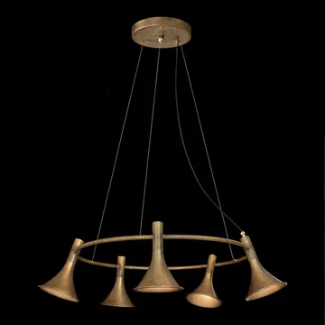 Megafon 5-Low Round pendant - Raw brass - Konsthantverk