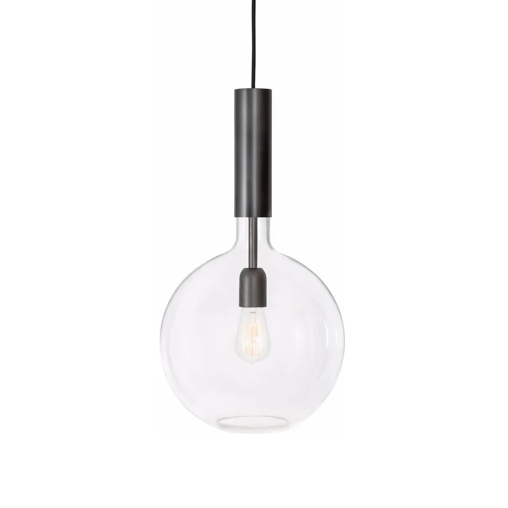 Rosdala pendant, Clear glass, black oxidized iron, large Konsthantverk