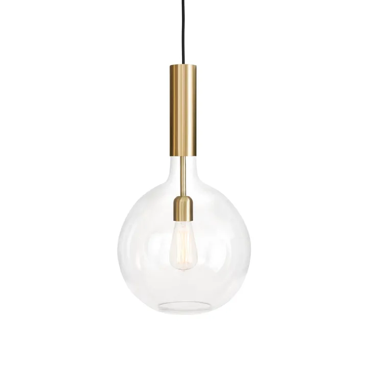 Rosdala pendant - Clear glass-brushed brass-large - Konsthantverk