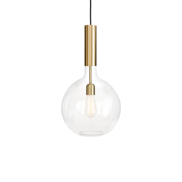Rosdala pendant - Clear glass, brushed brass, small - Konsthantverk