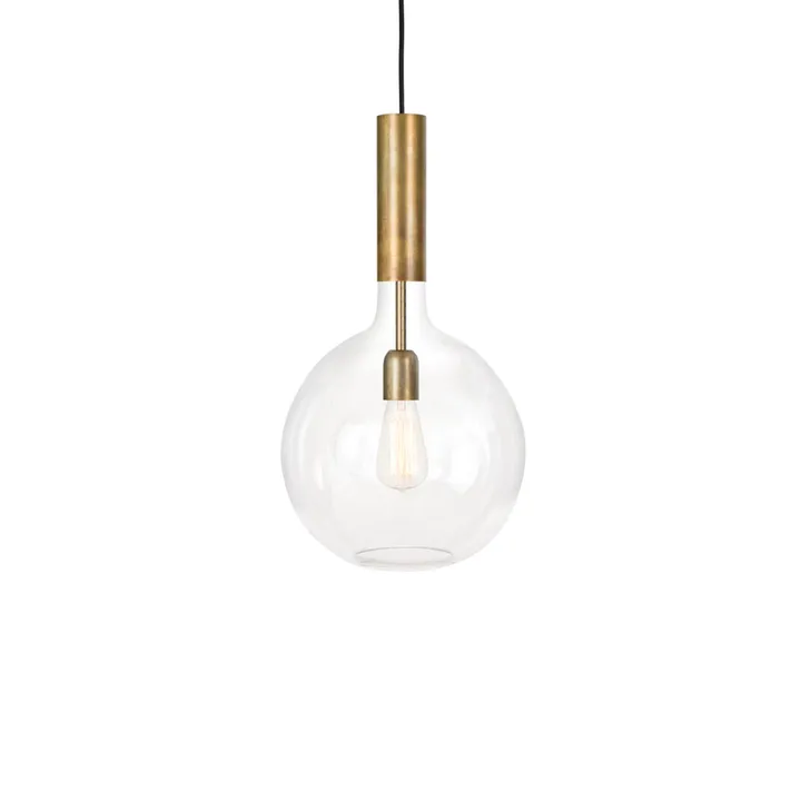 Rosdala pendant - Clear glass, raw brass, small - Konsthantverk