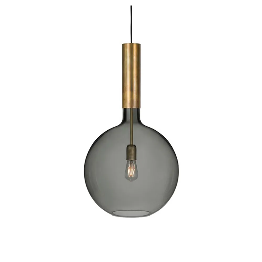 Rosdala pendant, Smoked glass-raw brass-large Konsthantverk