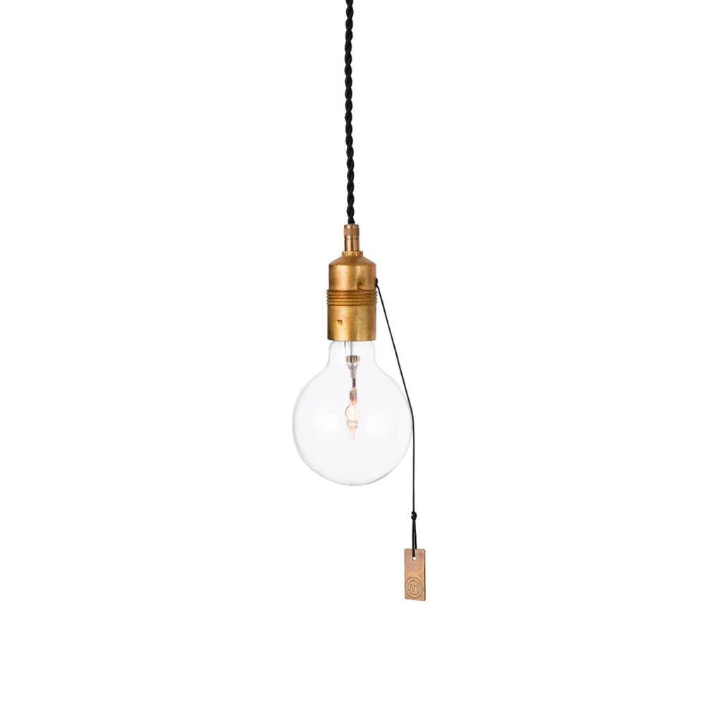 Single pendant, Raw brass, with pull switch Konsthantverk