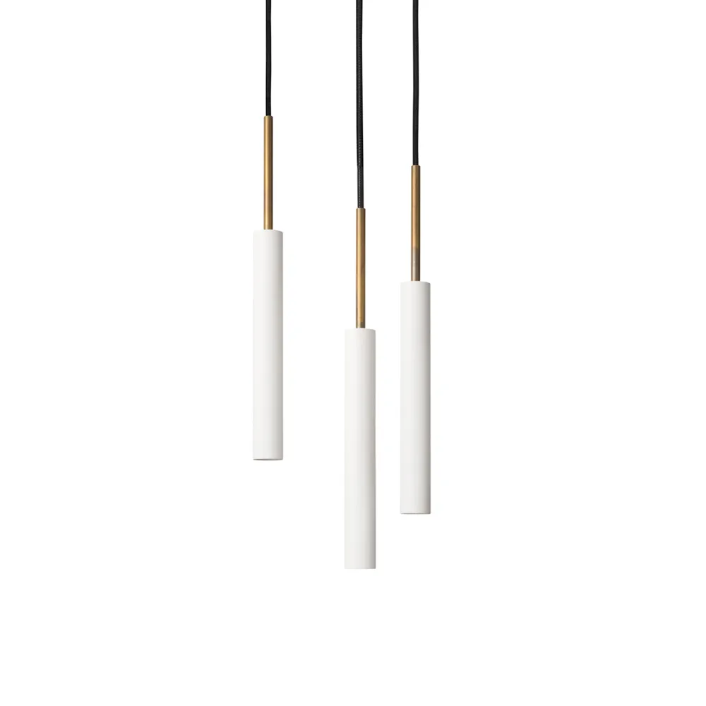 Stav pendant 3 round ceiling plate, White/raw brass Konsthantverk
