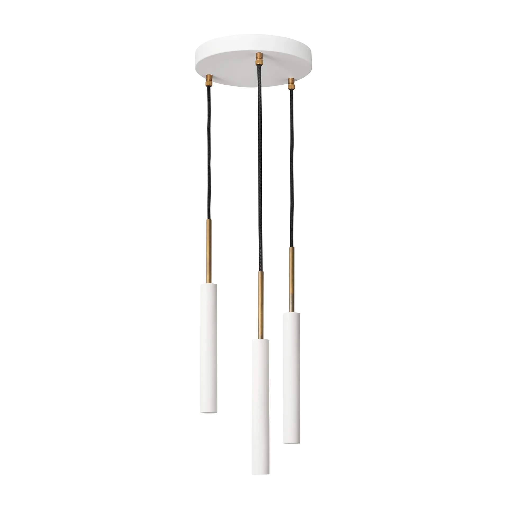 Stav pendant 3 round ceiling plate, White/raw brass Konsthantverk