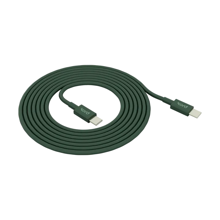 Kord USB-C to USB-C charging cable 1,8 m - Dark Green - Kord