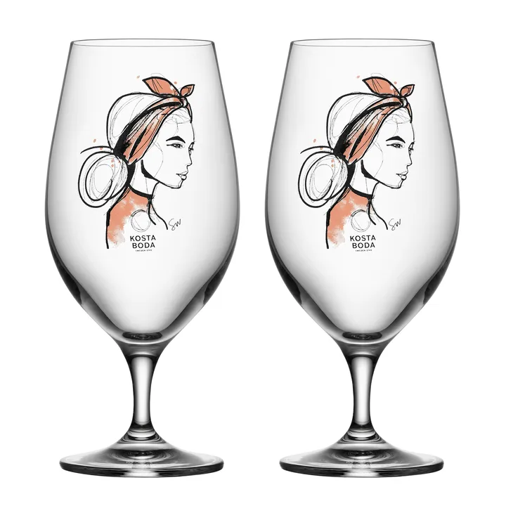 All about you beer glass 40 cl 2-pack - Near you beer (rusty orange) - Kosta Boda