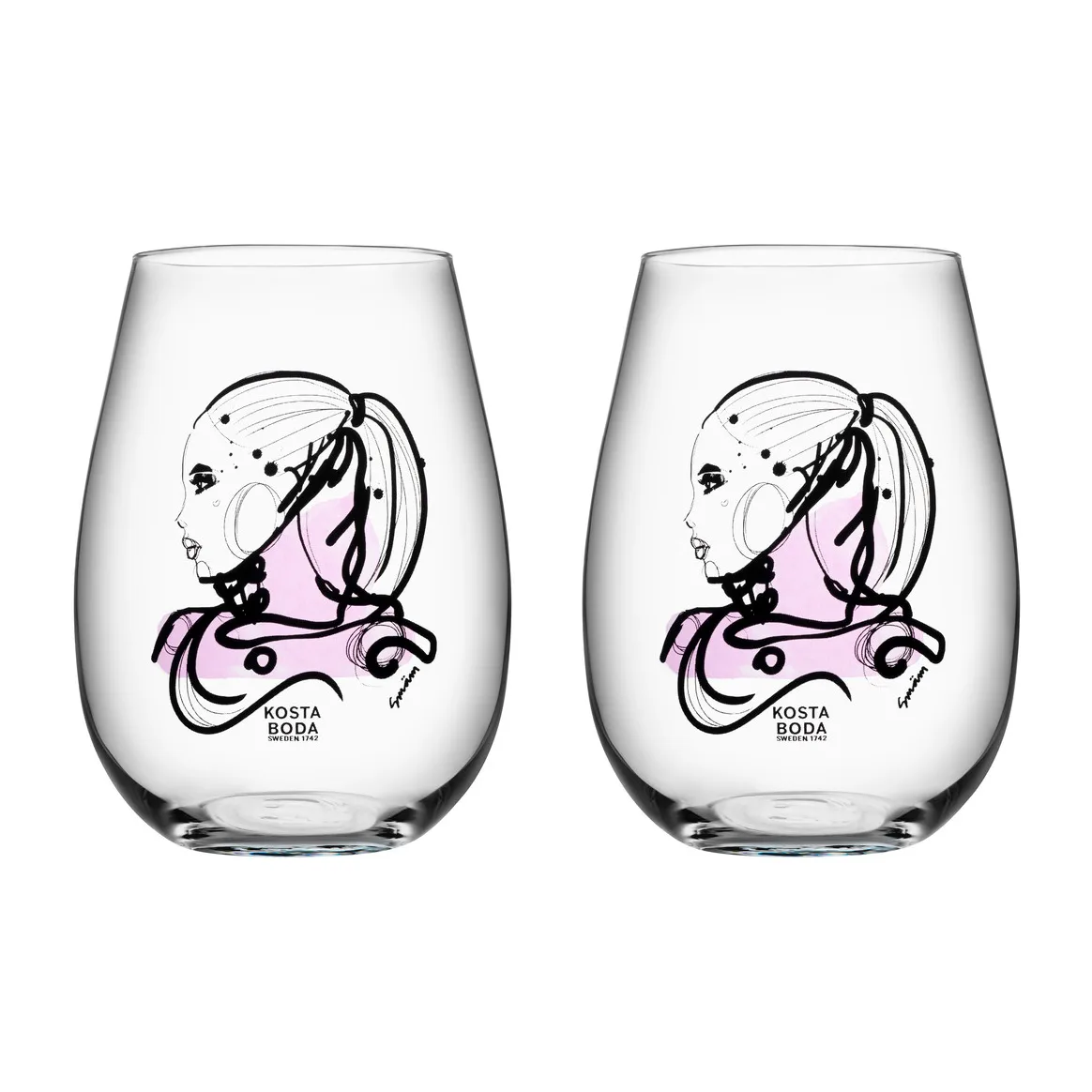 All about you glass 57 cl 2-pack, love you (pink) Kosta Boda