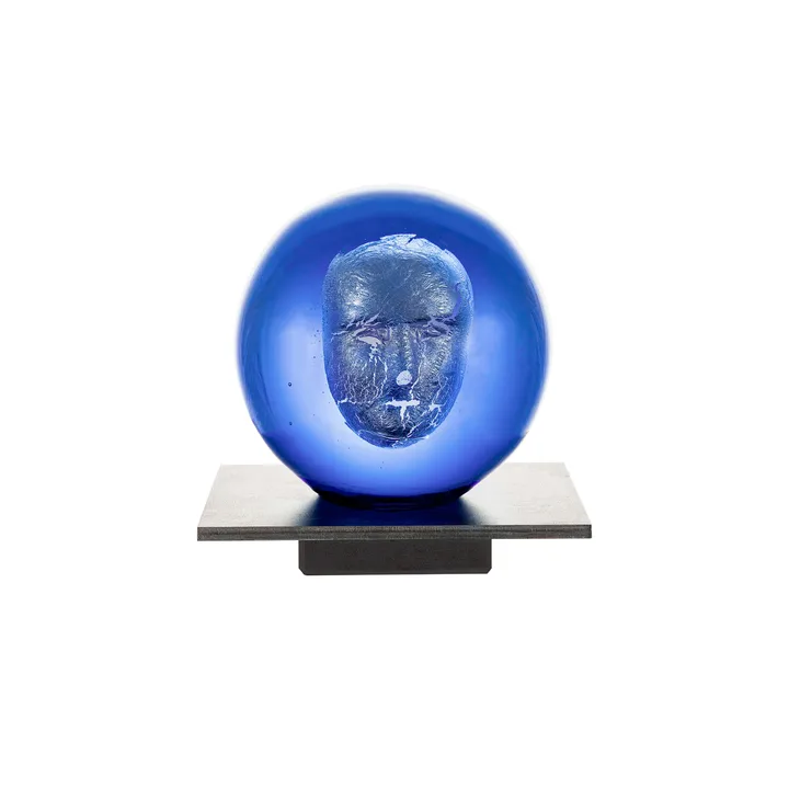BV Headman glass sculpture - blue - Kosta Boda