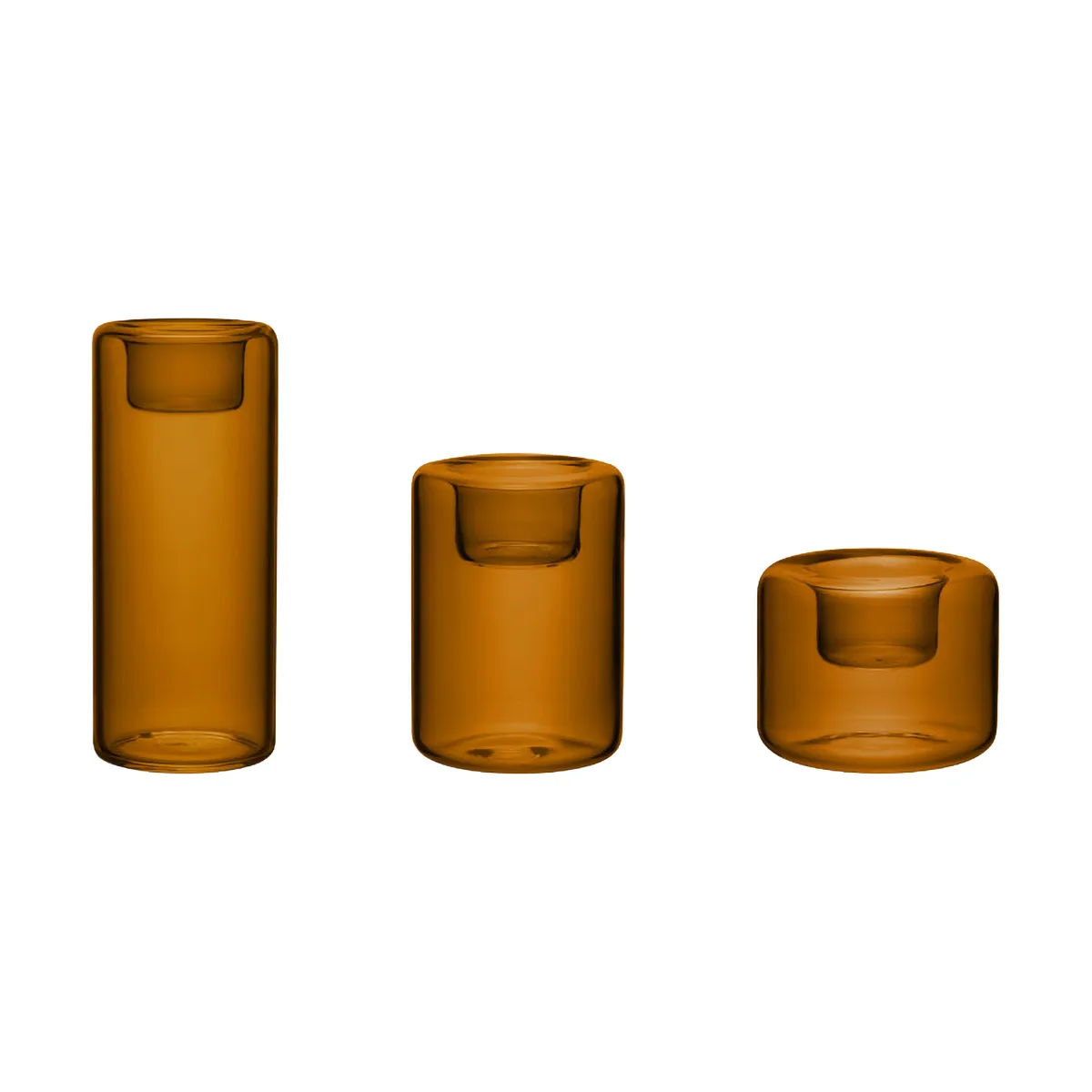 Happy candle holder 3 pieces, Amber Kosta Boda