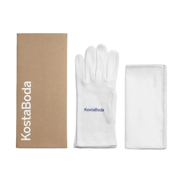 Kosta Boda glass care set box, White, small Kosta Boda