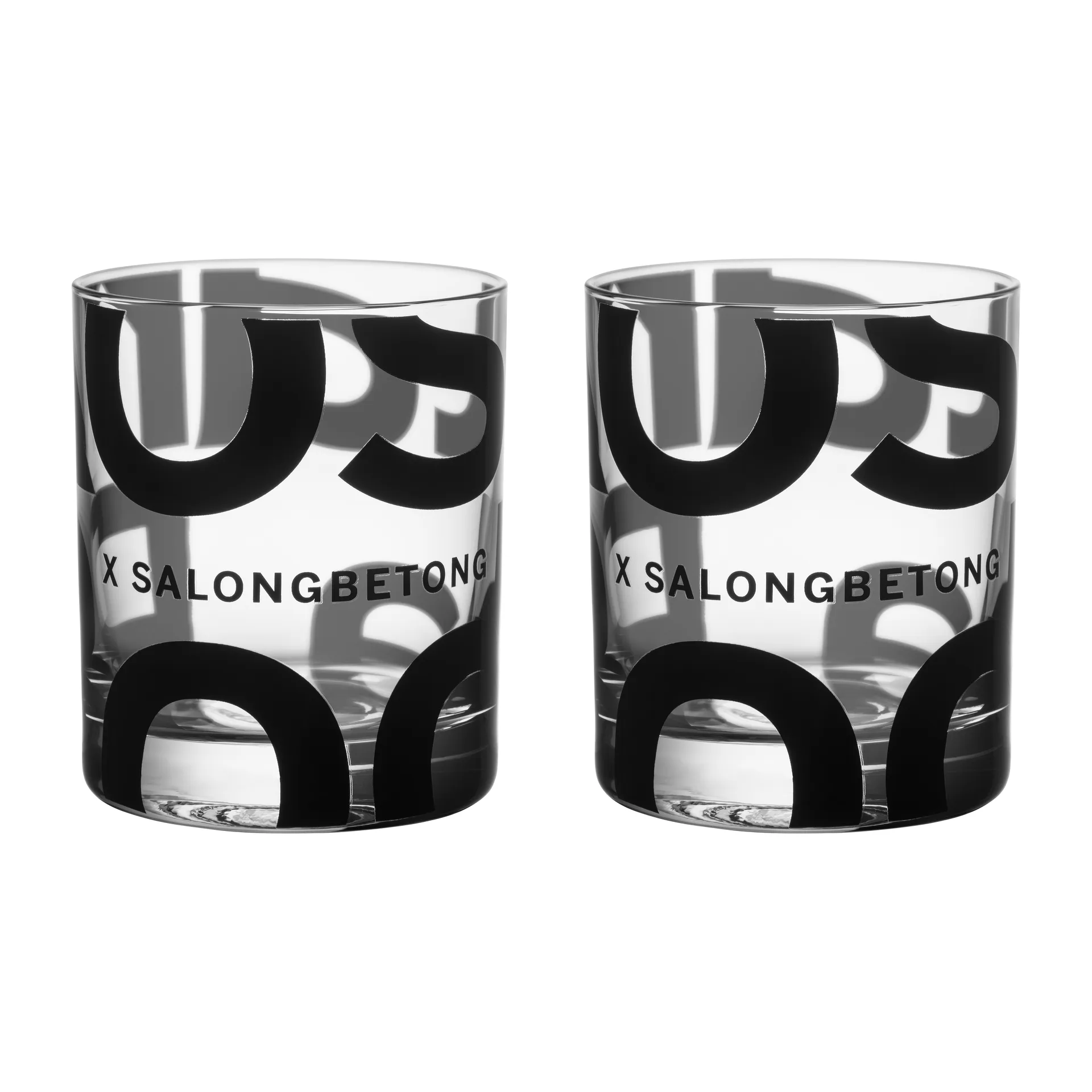 Salong Betong DOF glass 35 cl 2-pack, Clear-black Kosta Boda