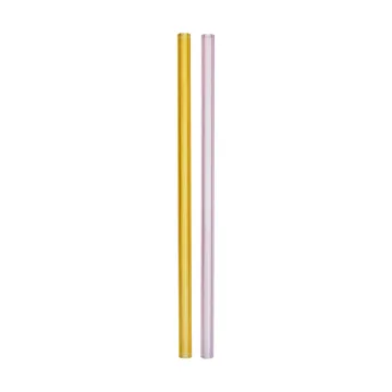 Sipsavor straws 200 mm 2-pack - Pink-yellow - Kosta Boda