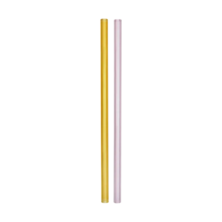 Sipsavor straws 200 mm 2-pack - Pink-yellow - Kosta Boda