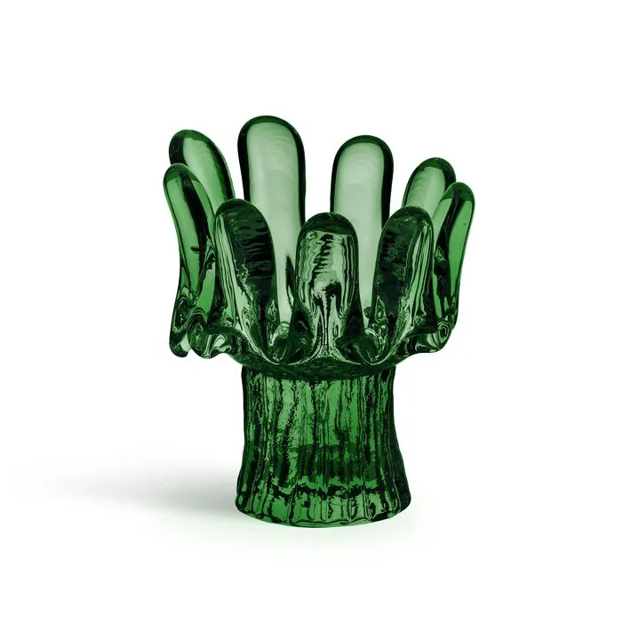 Sunflower candle holder 11.5 cm, Emerald green Kosta Boda