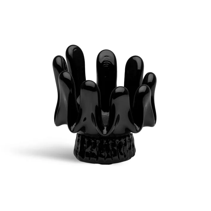 Sunflower candle holder 9.2 cm, Black Kosta Boda