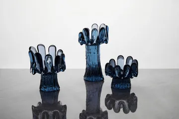 Sunflower candle holder circular glass 9.2 cm - Blue - Kosta Boda
