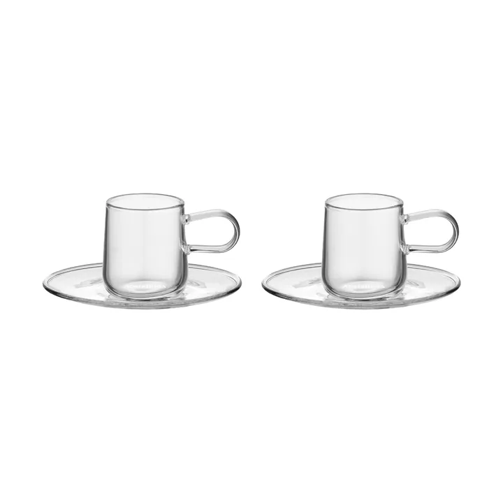Viva espresso cup with saucer 8 cl 2-pack - Clear - Kosta Boda
