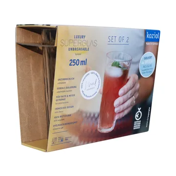 Club No. 19 drinking glass plastic 25 cl 2-pack - Crystal clear - Koziol