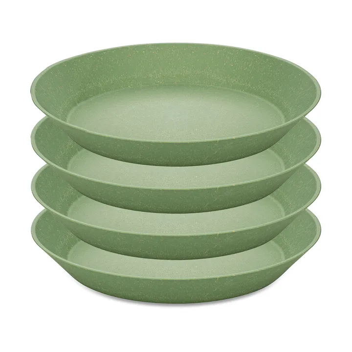 Connect deep plate Ø24 cm 4-pack - Natural leaf green - Koziol