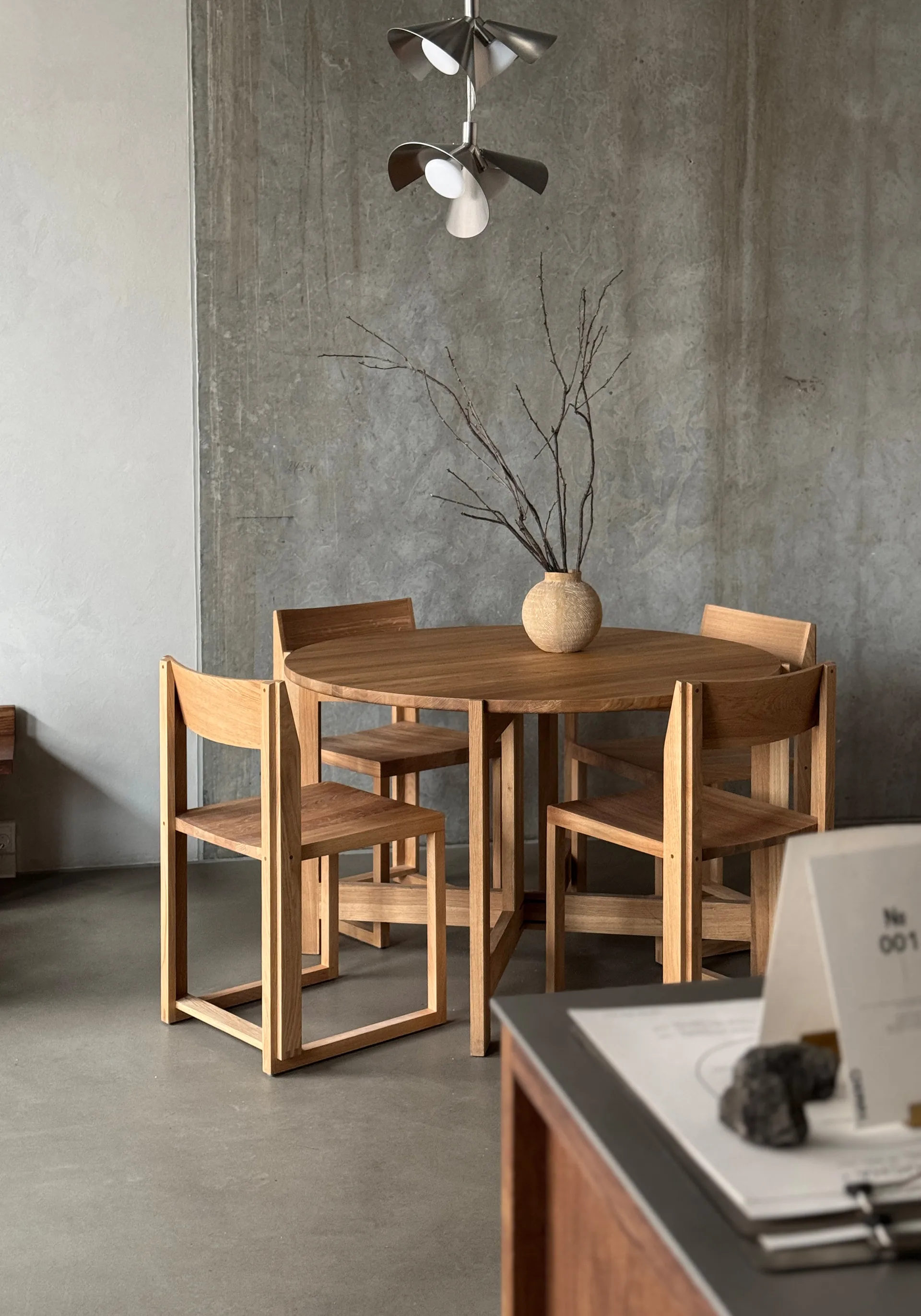 Collector dining table Ø120x74 cm, Warm lacquered oak Kristina Dam Studio