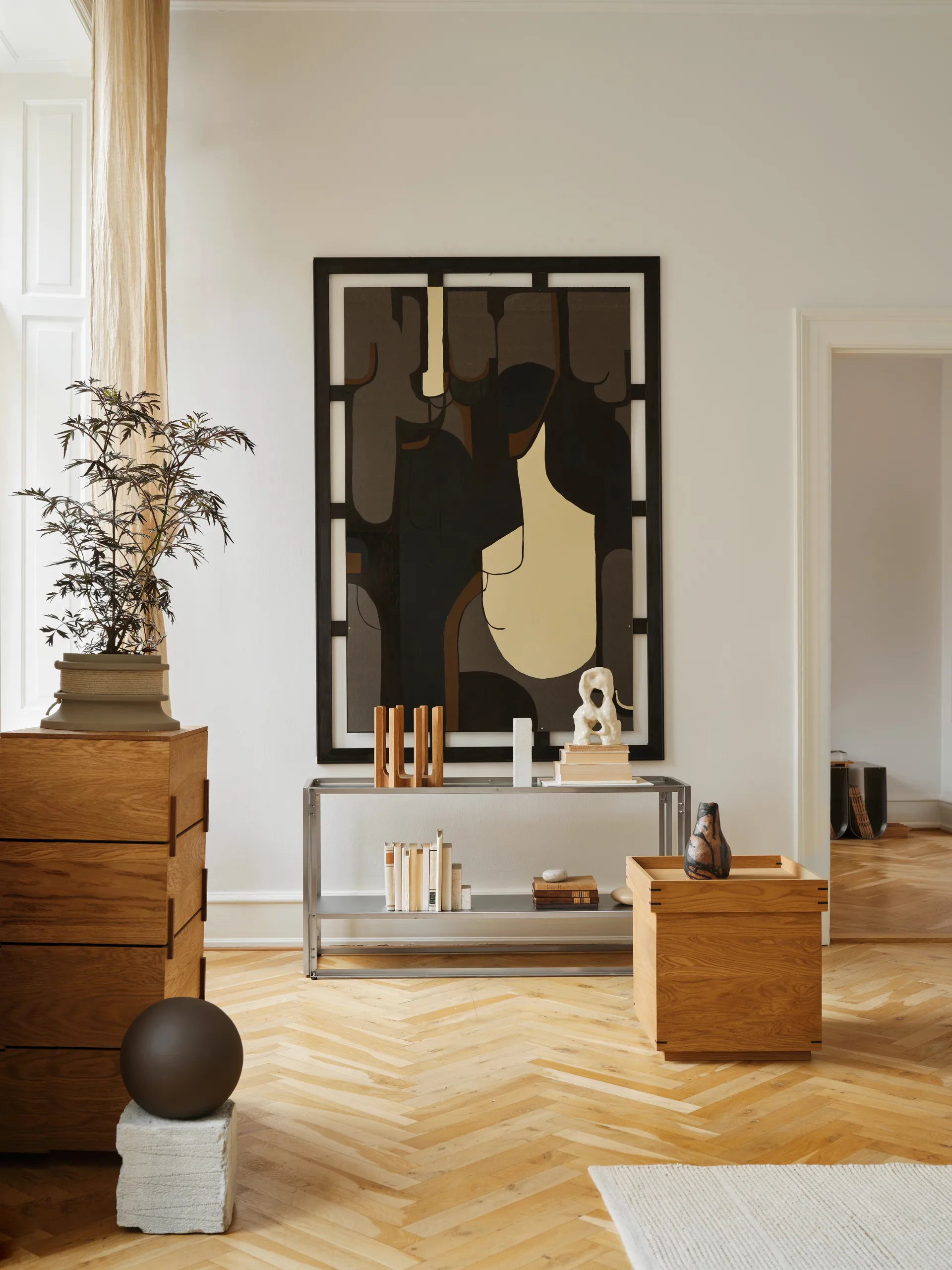 Foldable console 124x60 cm, Brushed stainless steel Kristina Dam Studio