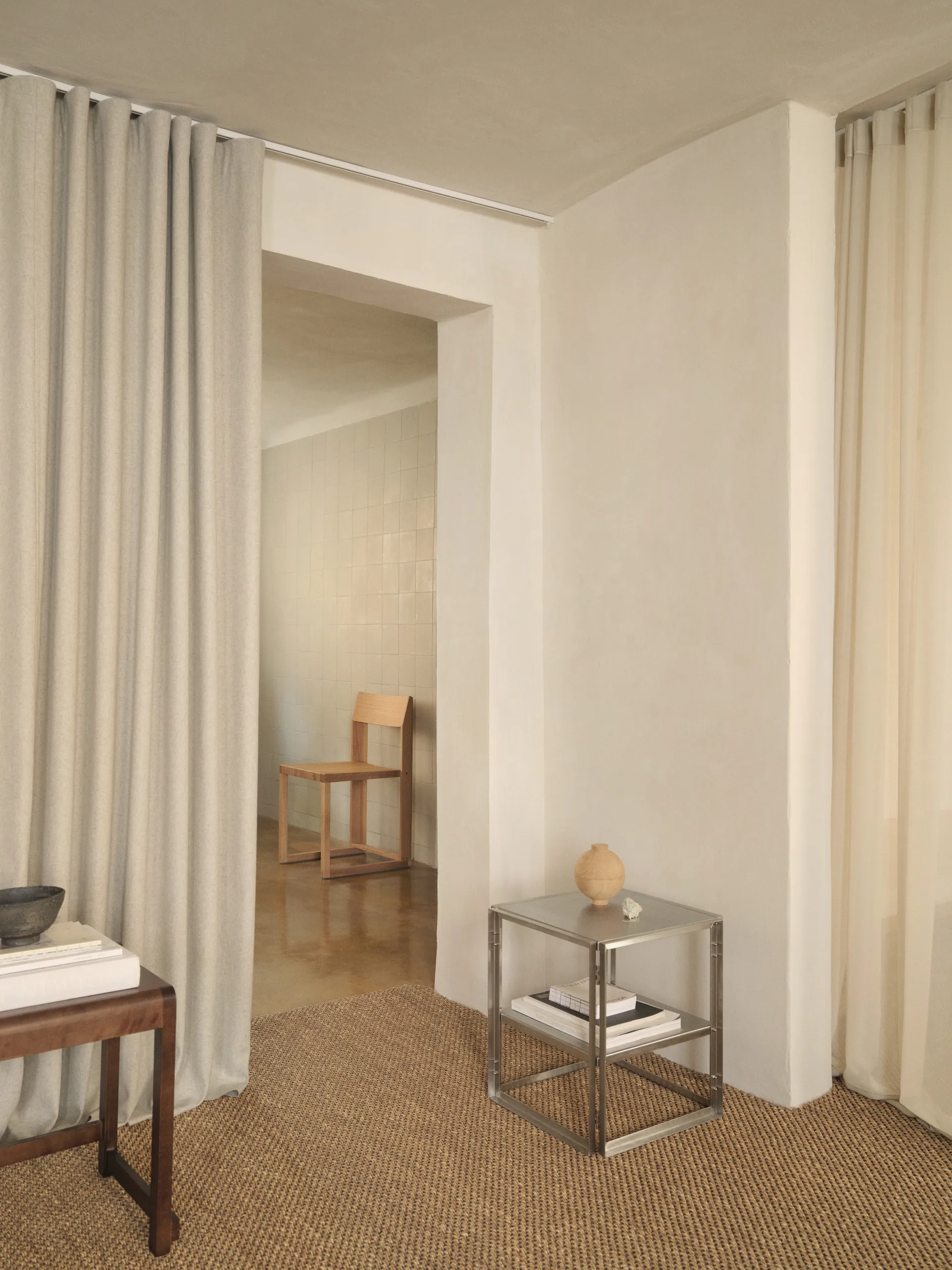 Foldable side table 40x40 cm, Brushed stainless steel Kristina Dam Studio