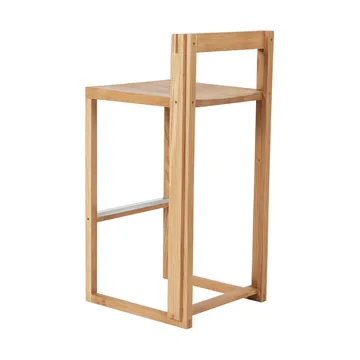 Outline bar stool 75 cm - Warm lacquered oak–brushed steel - Kristina Dam Studio