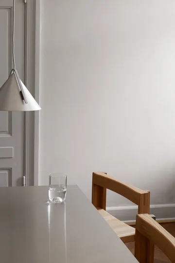 Outline bar stool 75 cm - Warm lacquered oak–brushed steel - Kristina Dam Studio