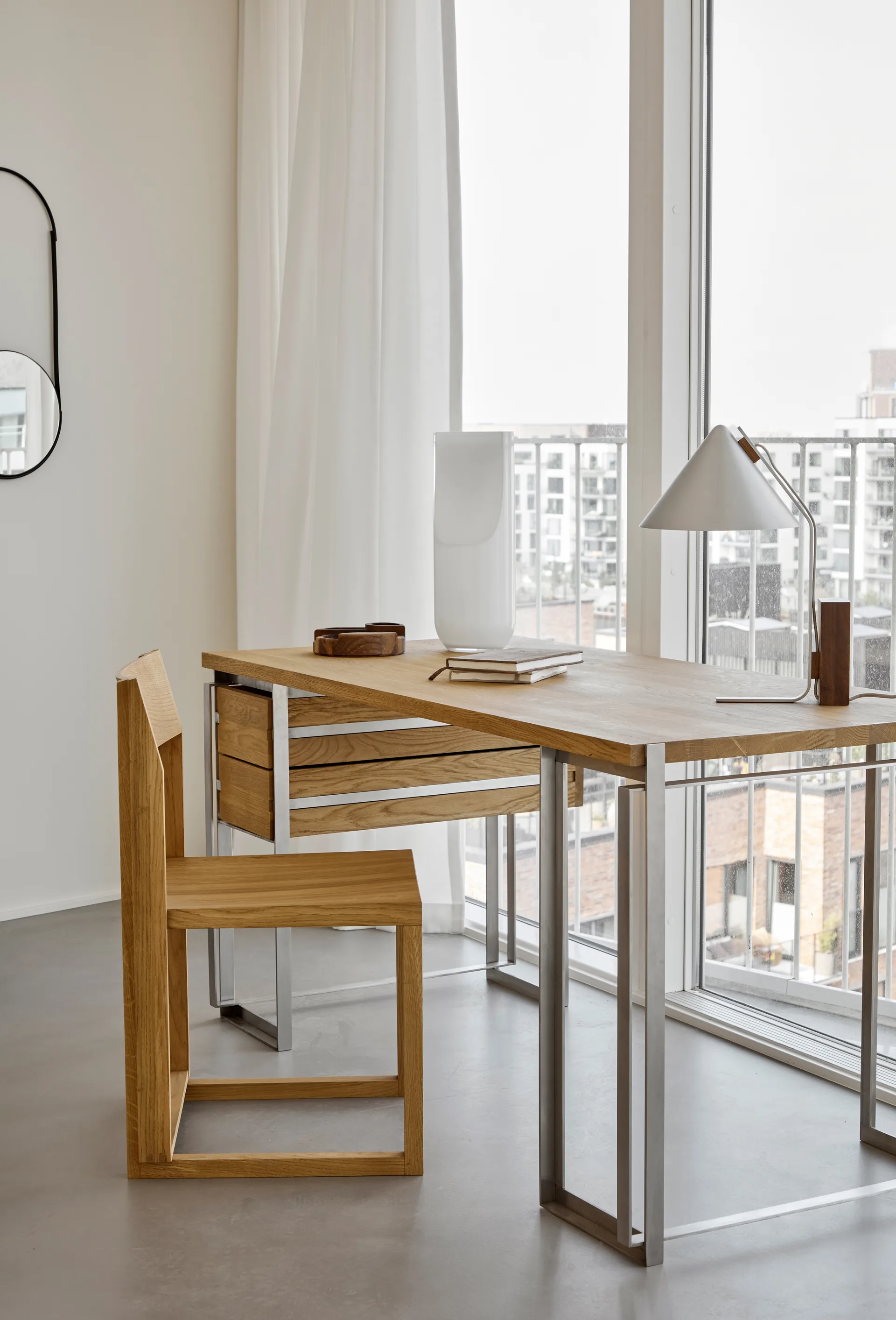 Outline chair, Warm lacquered oak-walnut Kristina Dam Studio