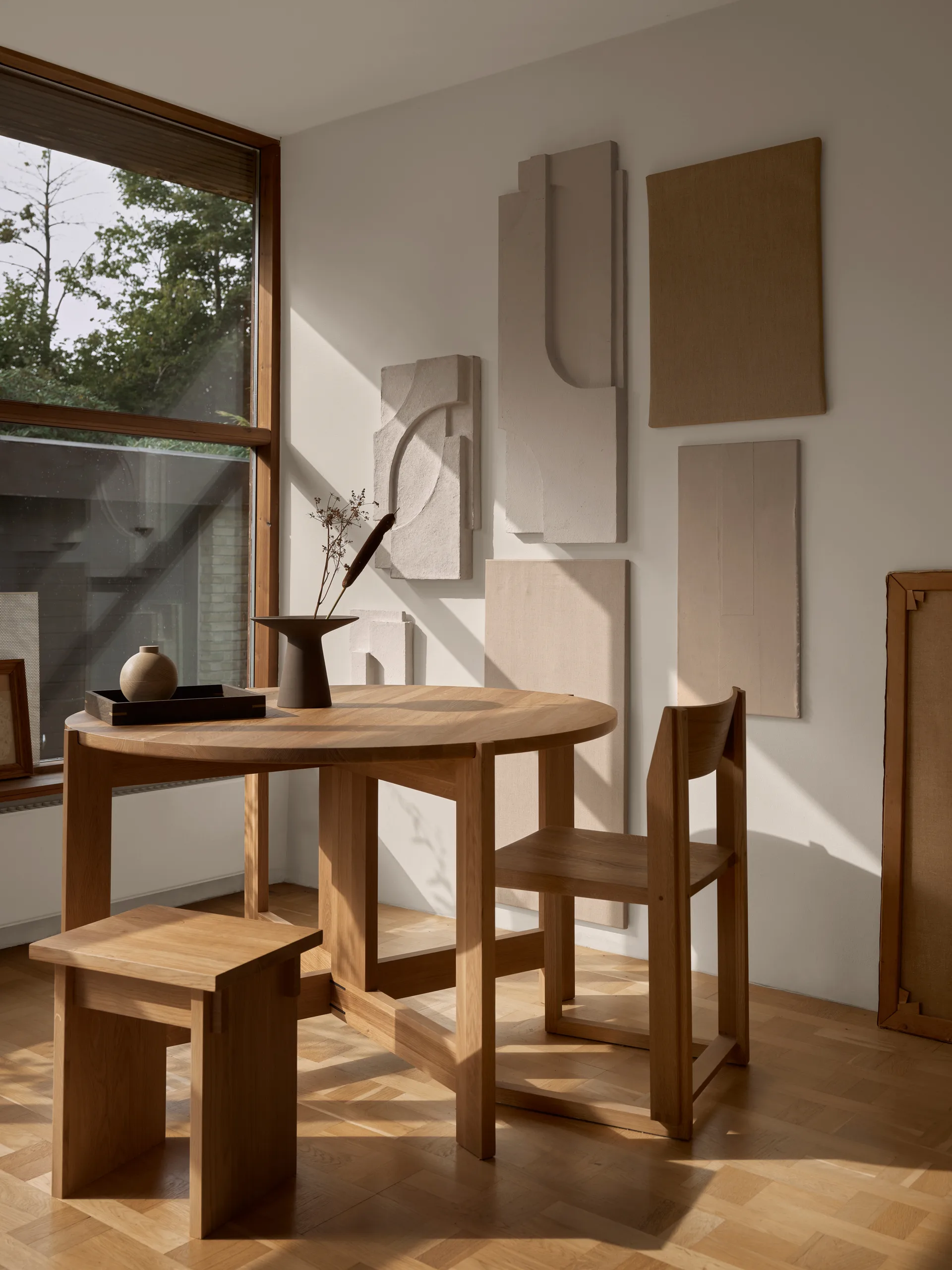 Outline chair, Warm lacquered oak-walnut Kristina Dam Studio