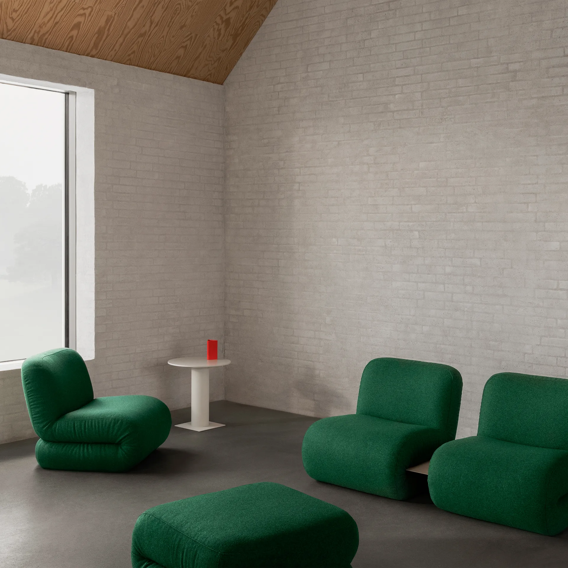 Bau footstool, Divina melange dark green Lammhults