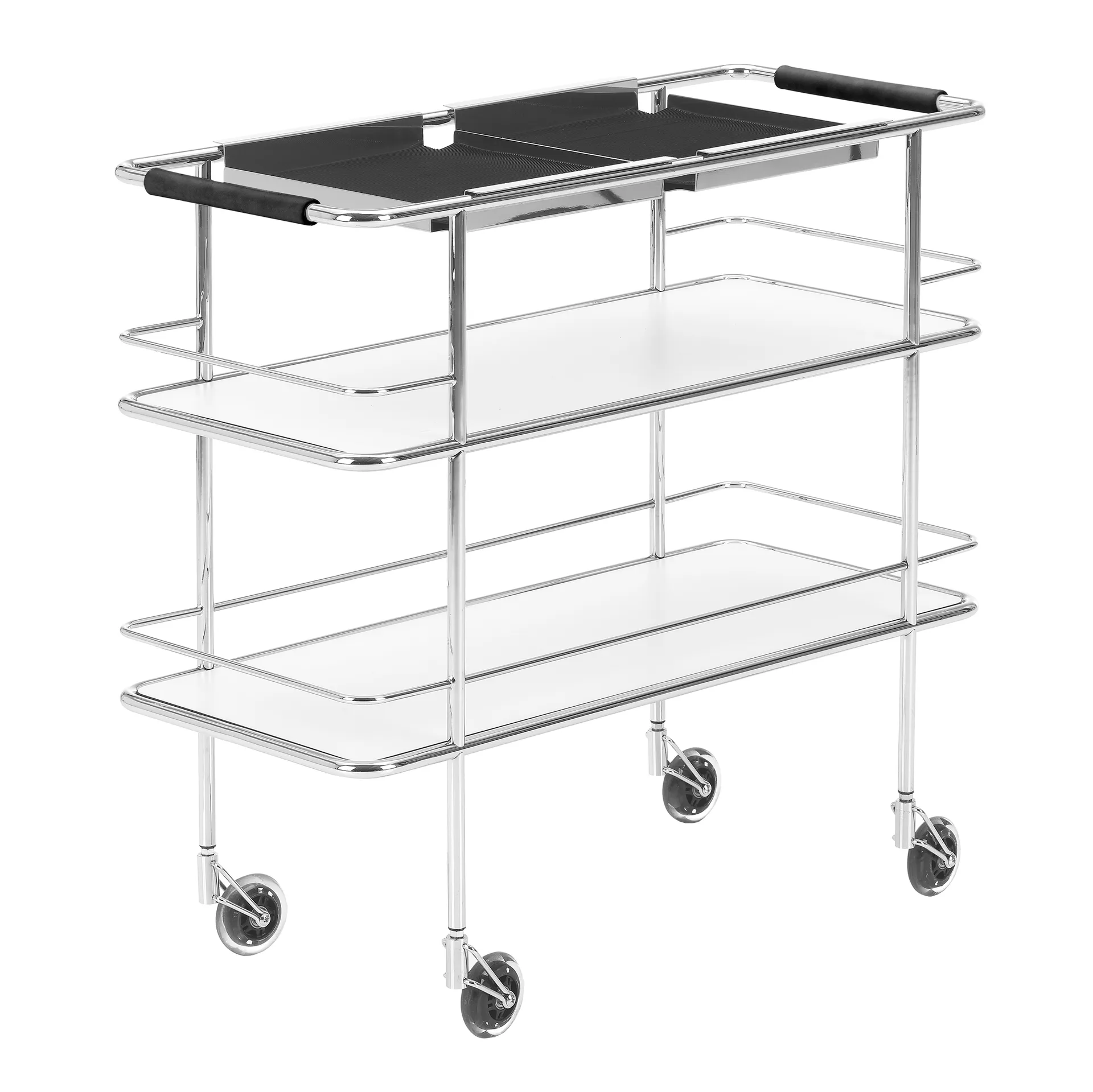 Cargo Support serving trolley, White laminate-chrome Lammhults
