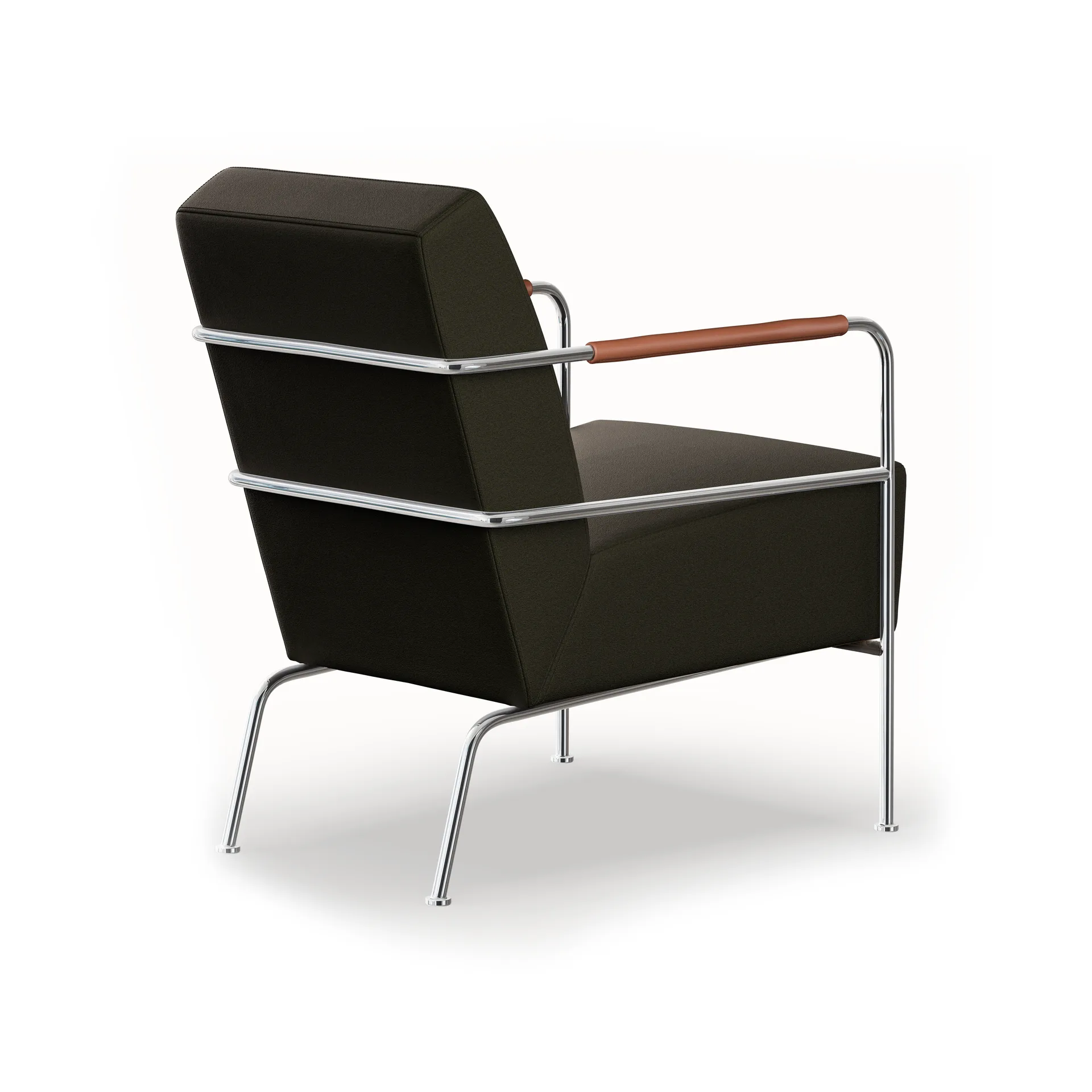 Cinema armchair, Barnum Pine-Elmo Nordic leather Cognac-chrome base Lammhults