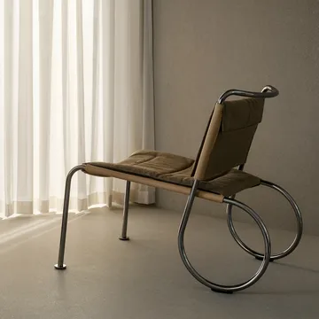 Corso easy chair chair - Elmo Nordic leather Natural-linen weave-chrome - Lammhults