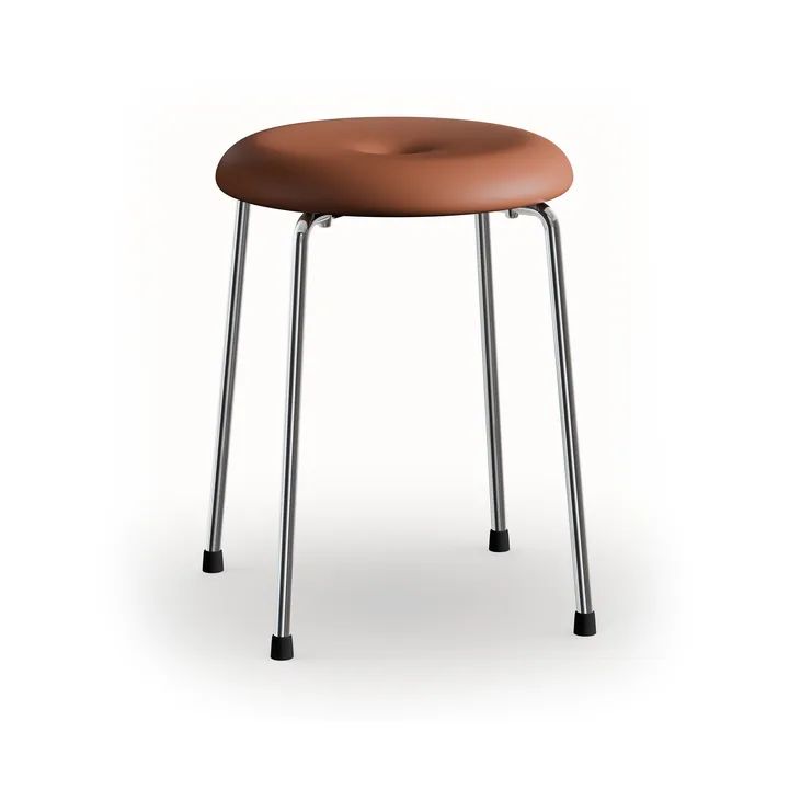 Stool bench - Cognac leather–chrome frame, 45 cm - Lammhults