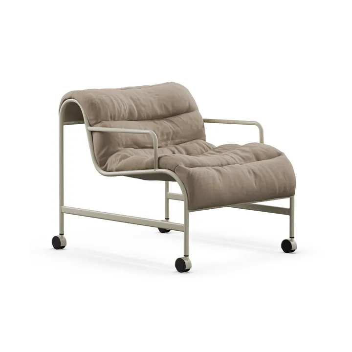 Sunny armchair with armrests - Banrum Hemp-beige texture stand w. wheels - Lammhults