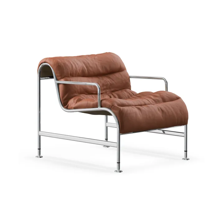Sunny armchair with armrests - Leather Cognac–chrome frame - Lammhults
