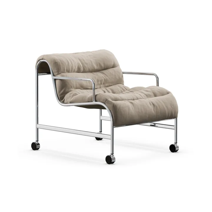 Sunny armchair with armrests - Mauro Putty-chrome frame with wheels - Lammhults