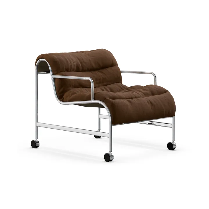 Sunny armchair with armrests - Vidar brown-chromed wheel stand - Lammhults