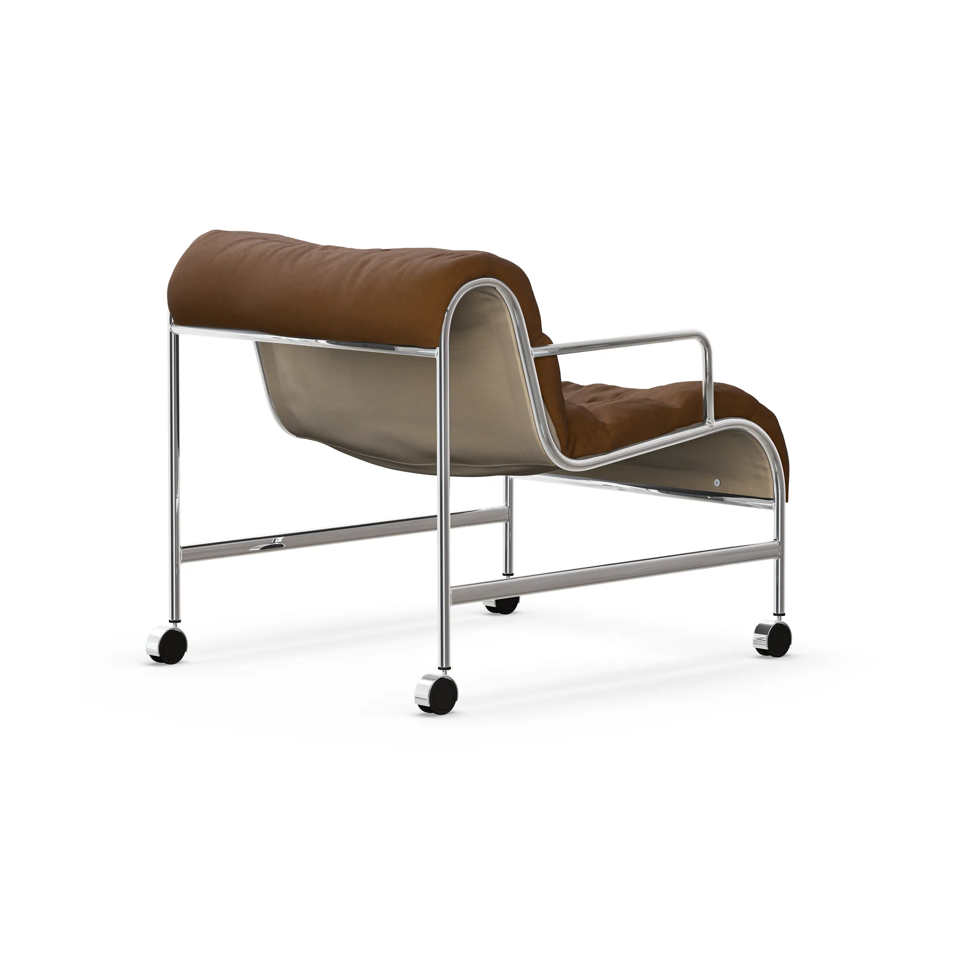 Sunny armchair with armrests, Vidar brown-chromed wheel stand Lammhults