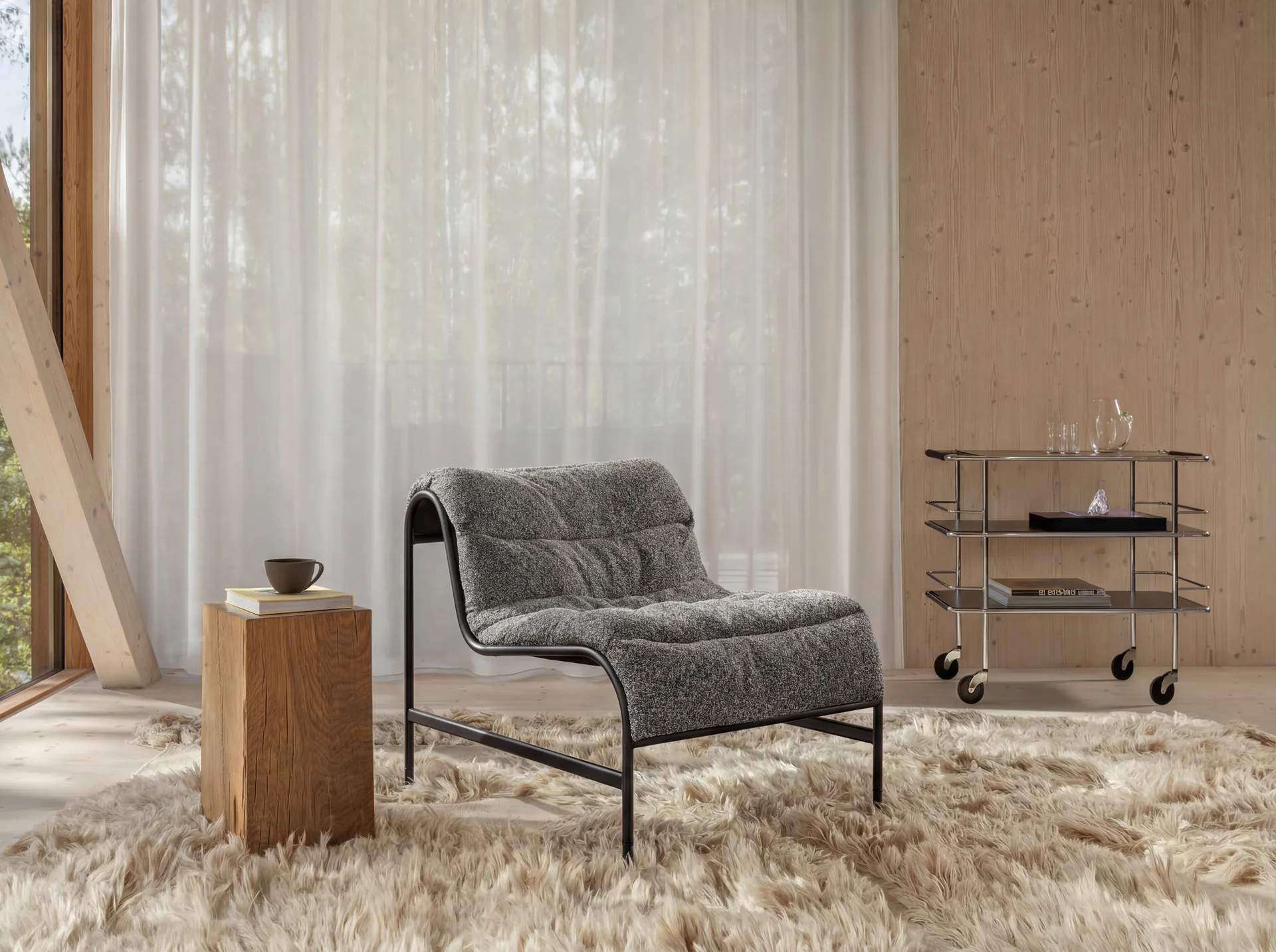 Sunny armchair, Zero Black–matte black frame w. wheels Lammhults