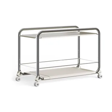 Tension trolley - Chrome-beige-beige leather rug - Lammhults