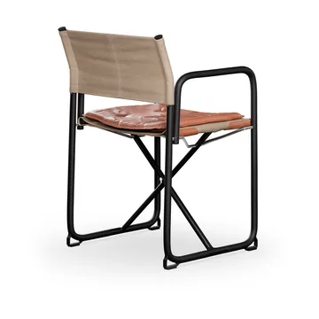 X75-2 armchair - Linen weave natural-Elmo Nordic leather Cognac-black legs - Lammhults
