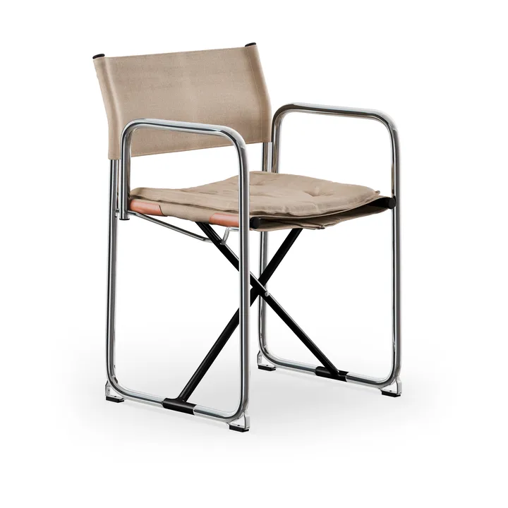 X75-2 armchair - Linen weave natural–chrome legs - Lammhults
